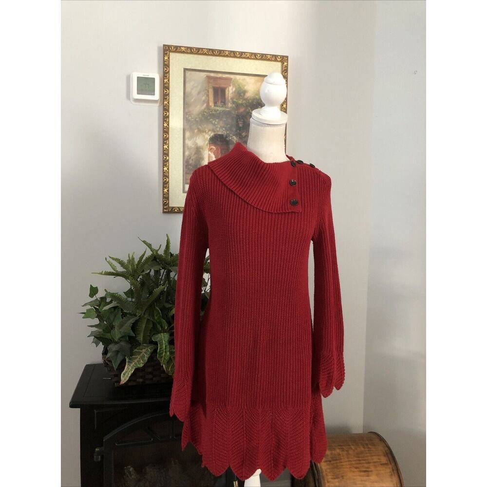 Style And Co Small Red Long Sleeve Sweater Crew Neckline Pullover